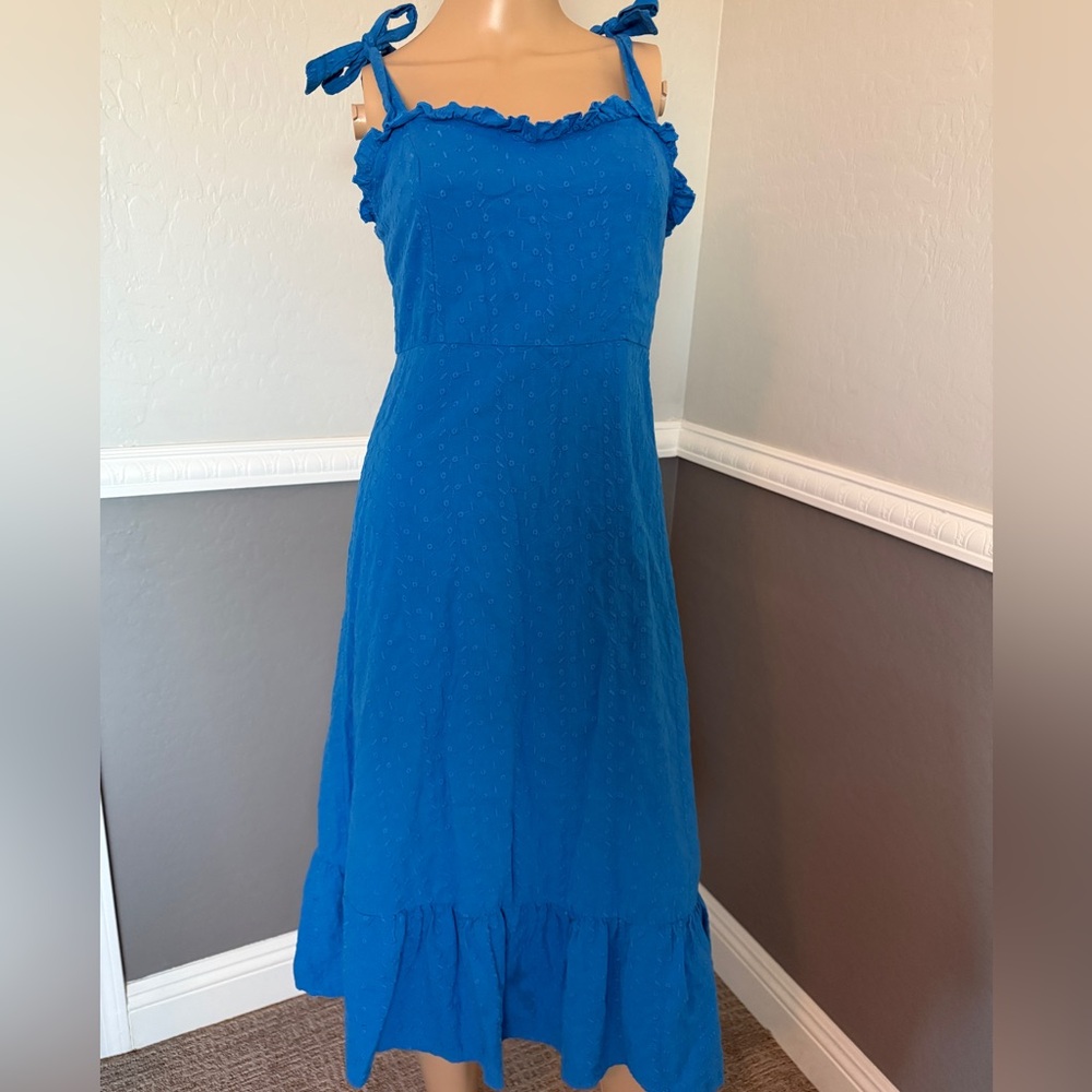 NSR Blue Ruffled Midi Sundress